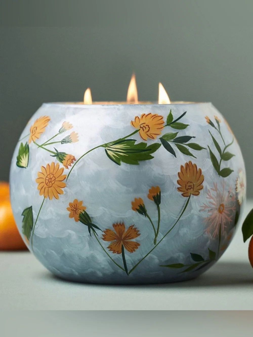 Anthropologie Mari fruity white amber mandarin glass candle, NEW!